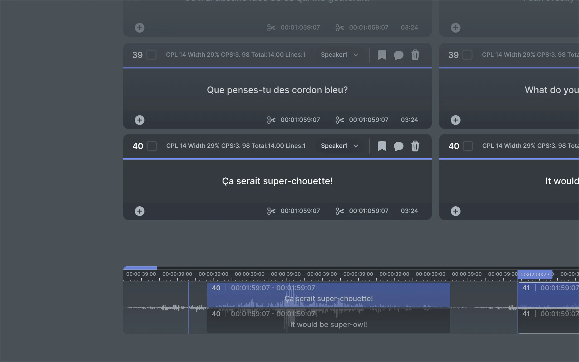 Word-level Timecode Information