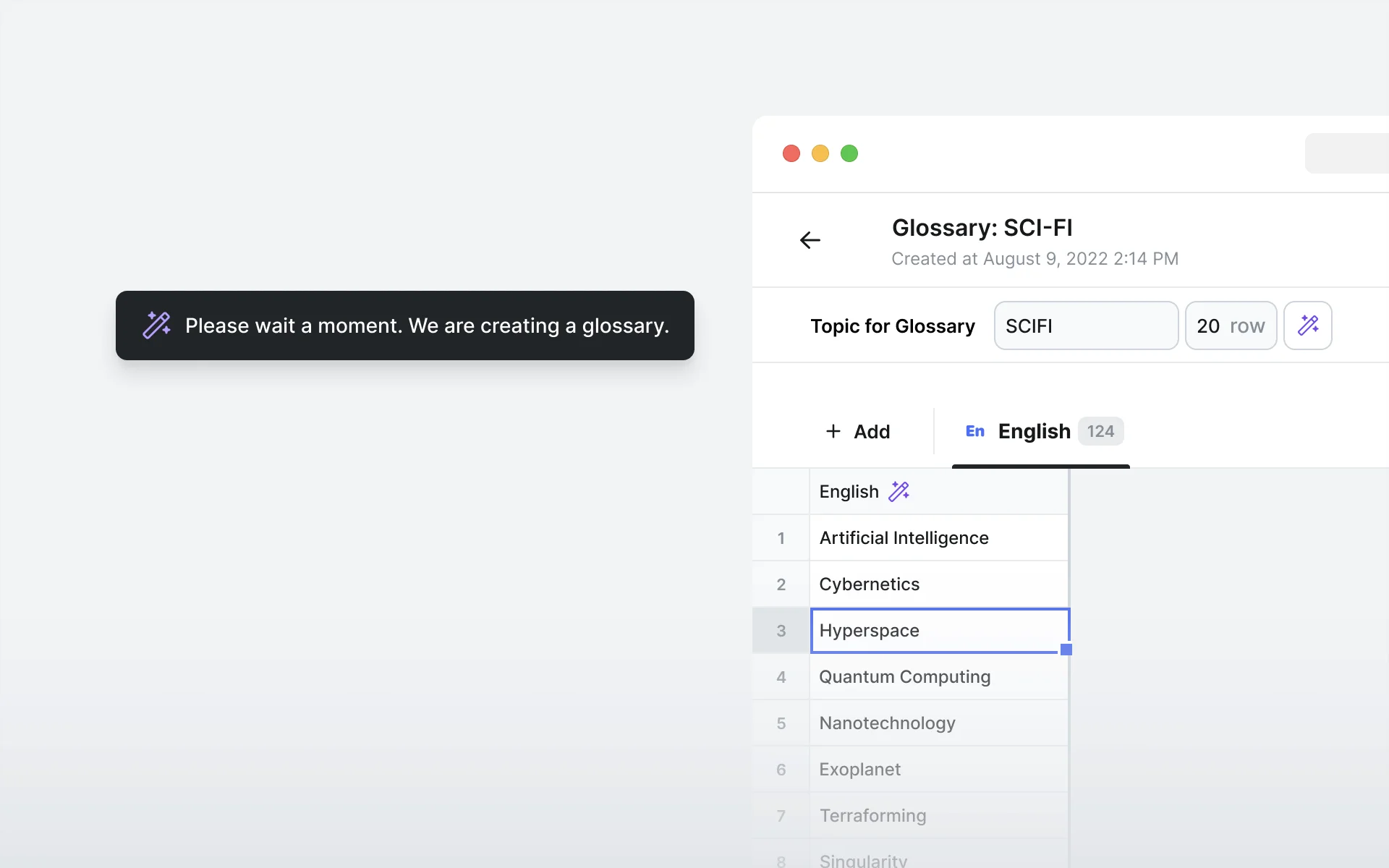 Automatic Glossary Generation